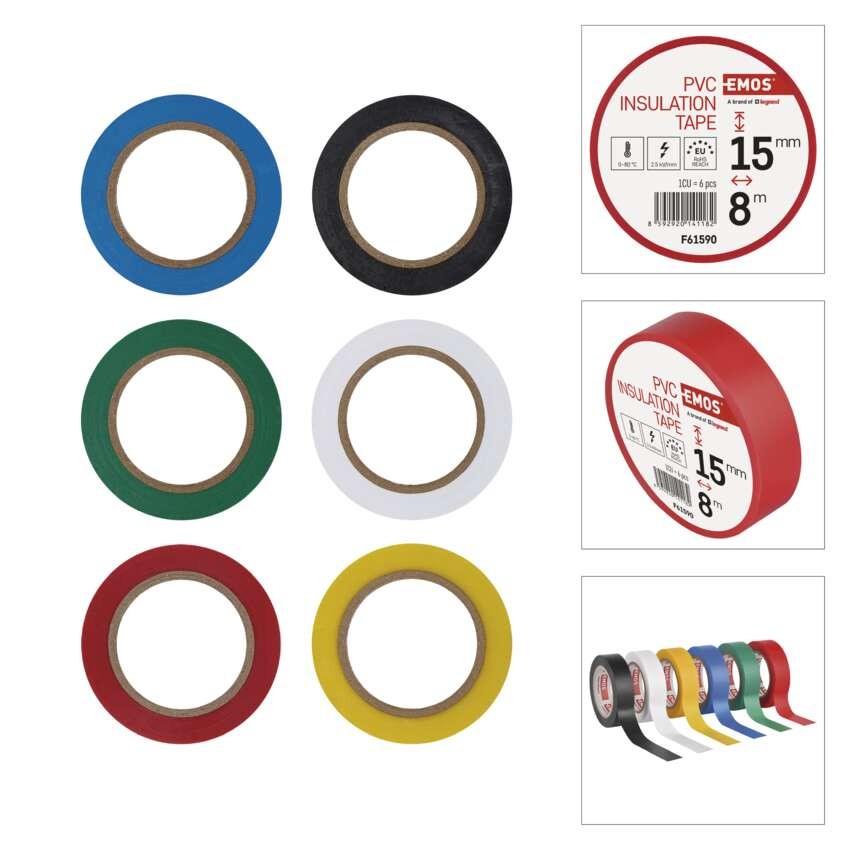 Izolirni trak PVC 15mm/8m komplet 6 MIX barv