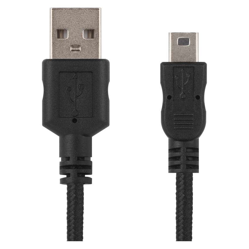 Įkrovimo ir duomenų perdavimo kabelis USB-A 2.0 / Mini USB-B 2.0, 2 m, juodas