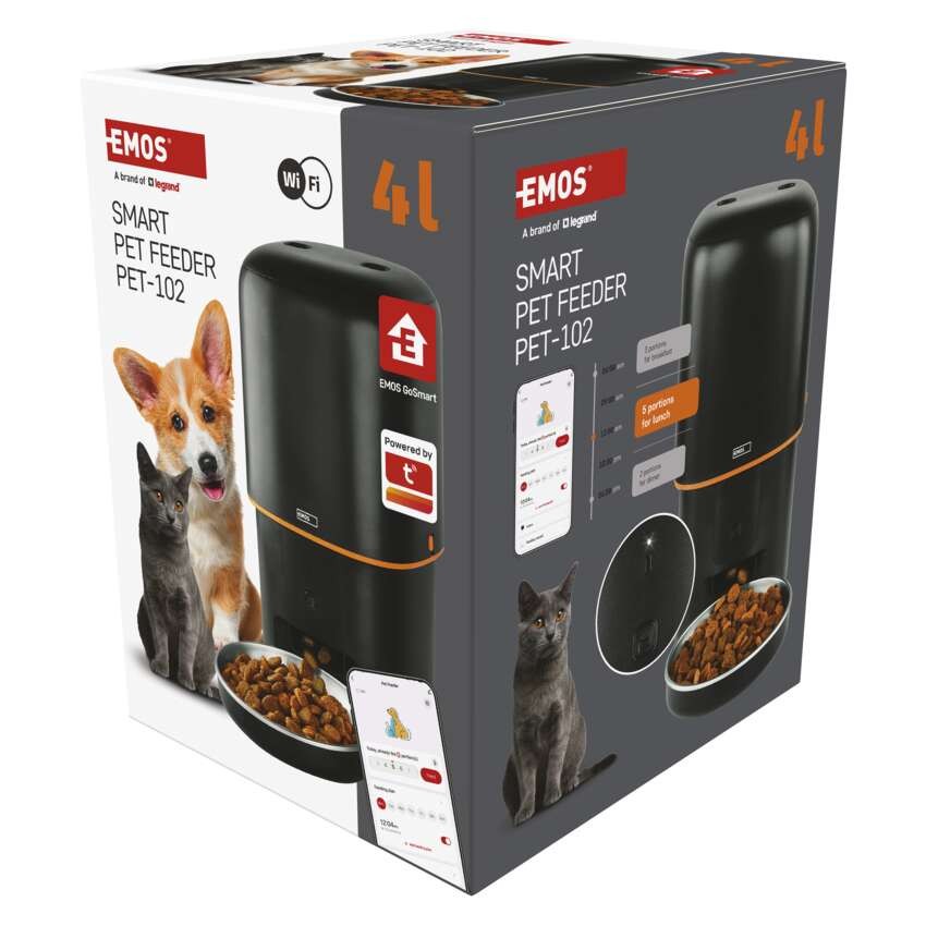 GoSmart pašarų dozatorius Pet Care, 4 l, juodas, Wi-Fi