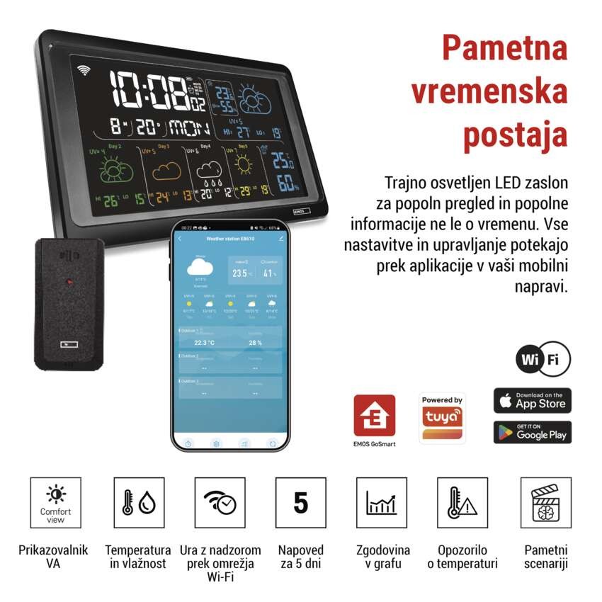 GoSmart brezžična vremenska postaja E8610 z WiFi