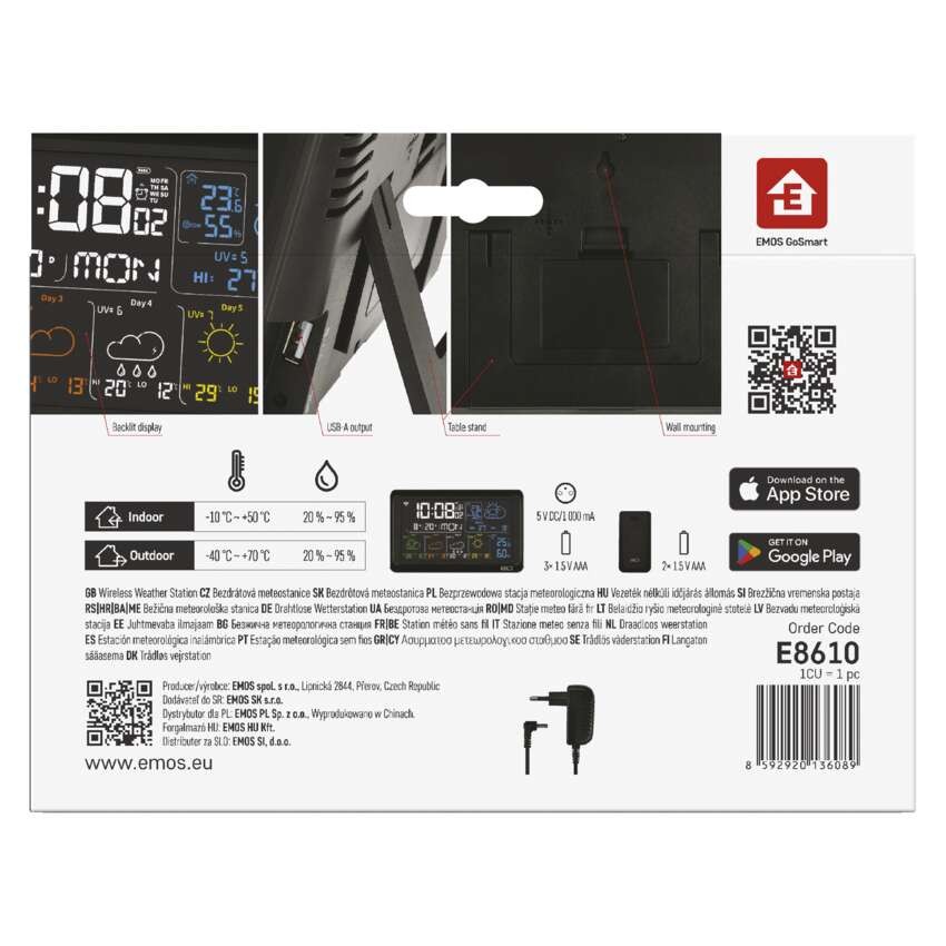 GoSmart E8610 bezvadu meteoroloģiskā stacija ar WiFi