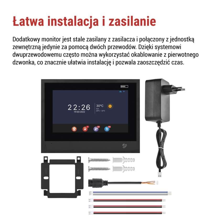 Dodatkowy monitor GoSmart IP880B 2WIRE do domowego wideodomofonu IP880A 2WIRE