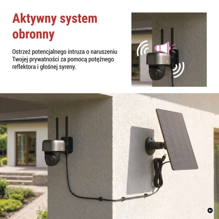 GoSmart Kamera zewnętrzna IP-1200G WASP z WiFi, akumulatorem i panelem solarnym