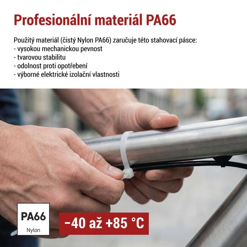 Stahovací páska 150×3,5 mm, bílá, 100 ks