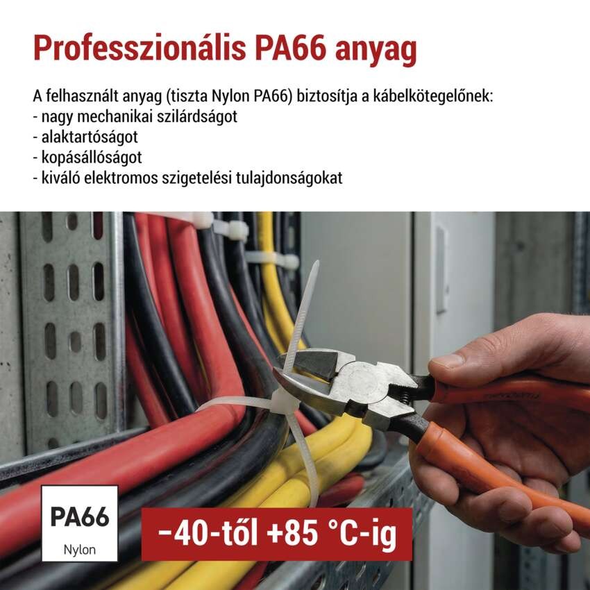 Kábelkötöző 350×4,8, fehér, 100 szt