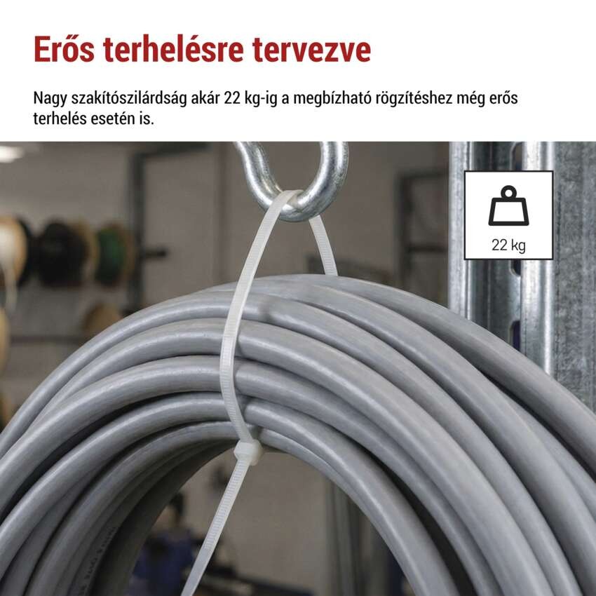 Kábelkötöző 350×4,8, fehér, 100 szt