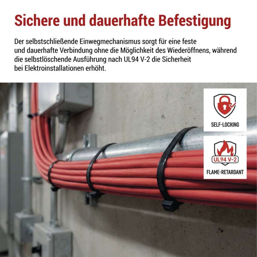 Kabelbinder 450×7,6, schwarz, 25 Stk