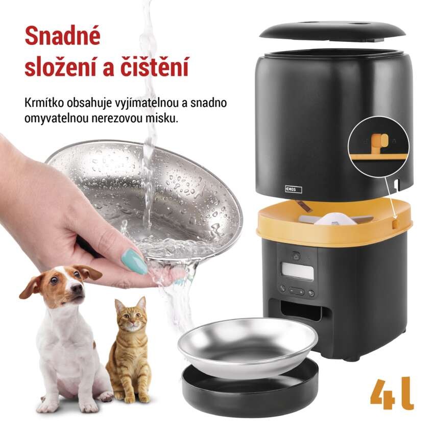 Dávkovač krmiva Pet Care, 4 l, černý