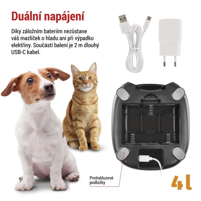 Dávkovač krmiva Pet Care, 4 l, černý