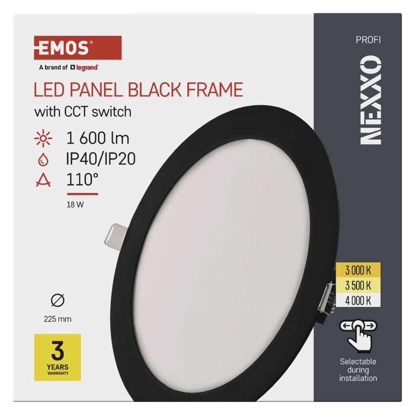 LED šviestuvas NEXXO juodas, 22,5 cm, 18 W, šiltai / neutraliai baltas