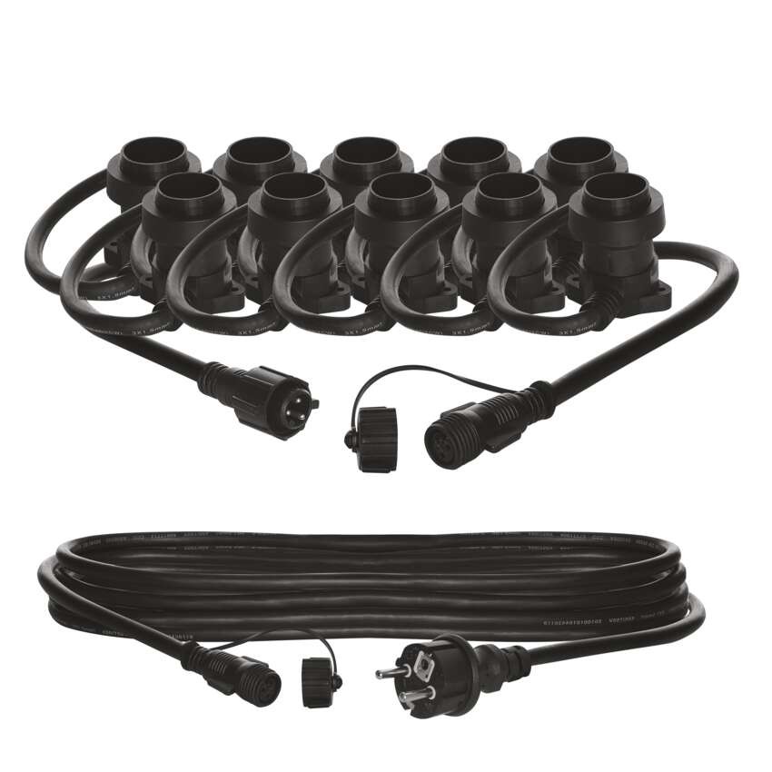 Jungiamoji girlianda 10x E27 lemputėms, START SET, 7,35 m, lauko ir vidaus patalpoms