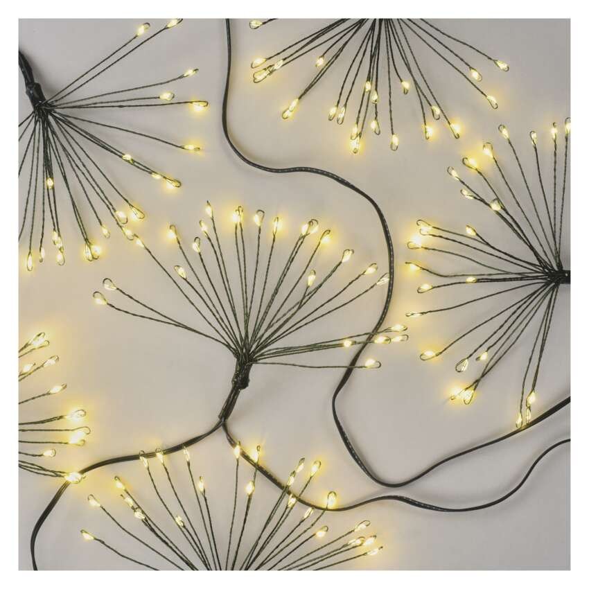 LED nano girlianda – šviečiantys klasteriai, 5,2 m, vidaus, šiltai balta, laikmatis