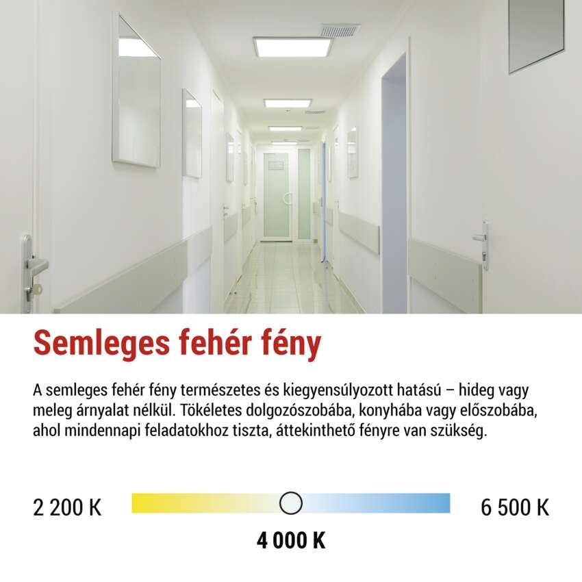 LED panel VEXXO 60 × 60 cm / 37 mm, 33 W, 4100 lm, falon kívüli, semleges fehér, IP20 UGR