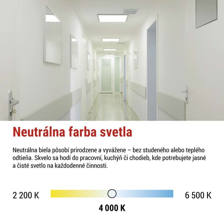 LED panel VEXXO 60 x 60 cm / 37 mm, 33 W, 4 100 lm, prisadený, neutrálna biela, IP20 UGR