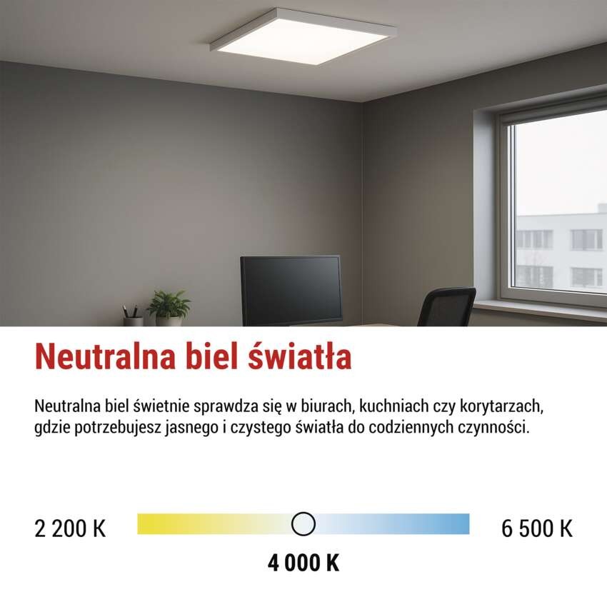 Panel LED BAXXO 60 x 60 cm / 50 mm, 36 W, IP20, neutralna biel UGR<20