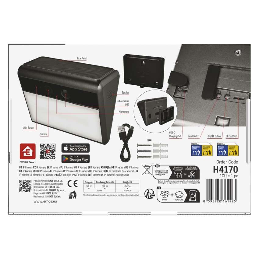 GoSmart IP-1100G WALL – batteriebetriebene Außenkamera mit WLAN und Solarmodul
