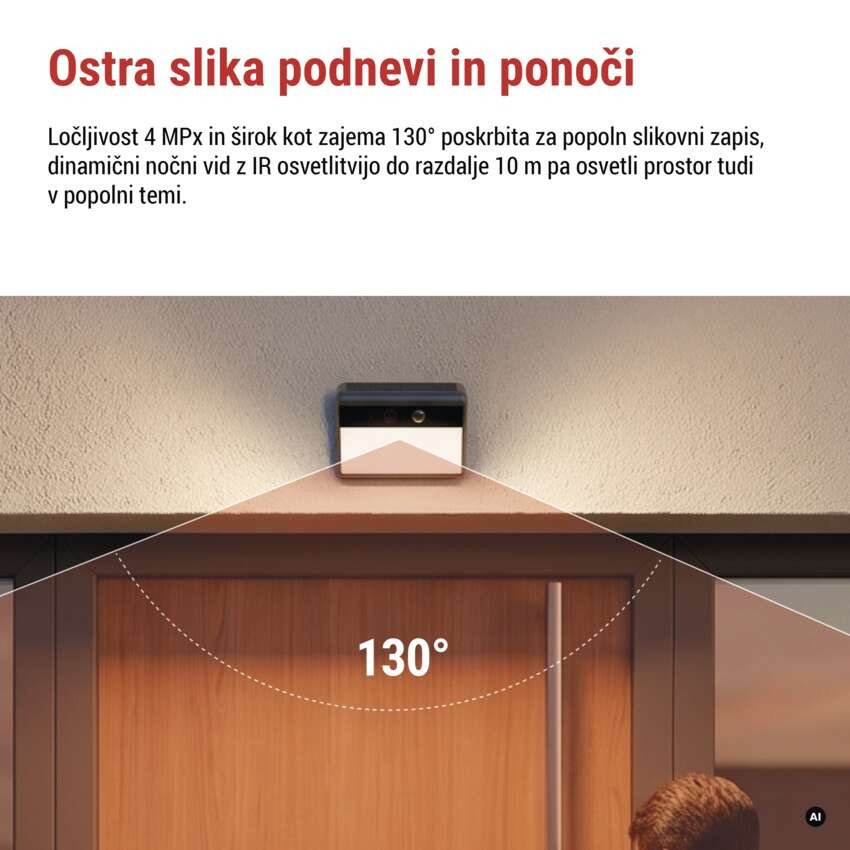 GoSmart zunanja baterijska kamera IP-1100G WALL z WiFi in sončnim kolektorjem
