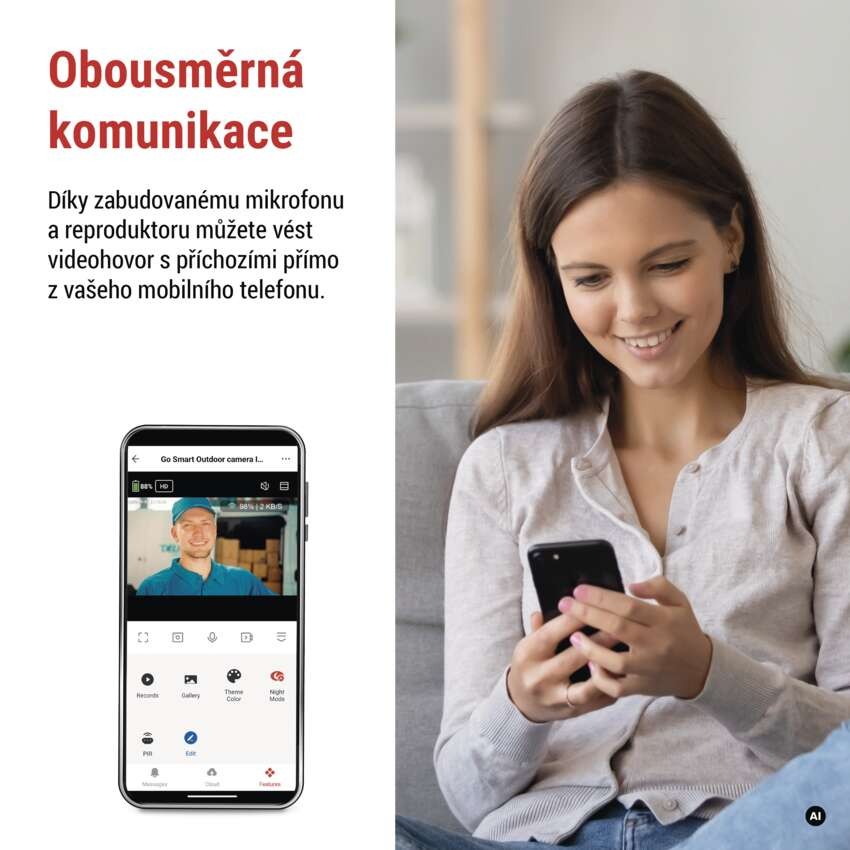 GoSmart Venkovní bateriová kamera IP-1100G WALL s WiFi a solárním panelem