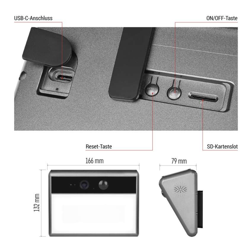 GoSmart IP-1100G WALL – batteriebetriebene Außenkamera mit WLAN und Solarmodul