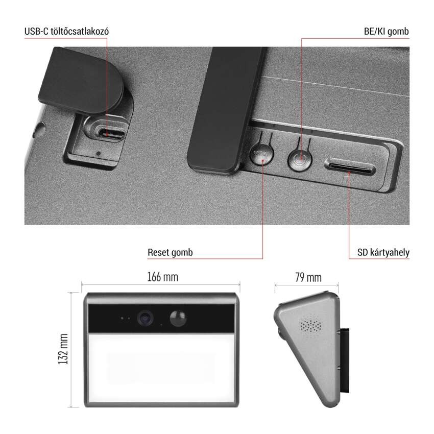 GoSmart IP-1100G WALL kültéri akkumulátoros kamera WiFi-vel és napelemmel