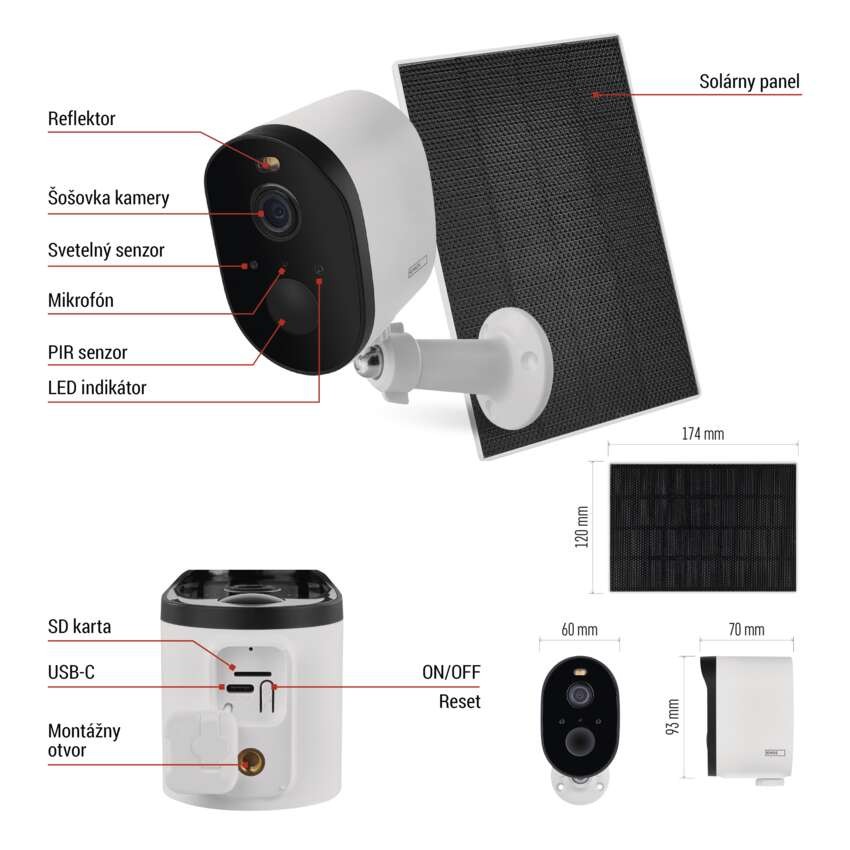 GoSmart Vonkajšia batériová kamera IP-1150 SNAP s WiFi a solárnym panelom