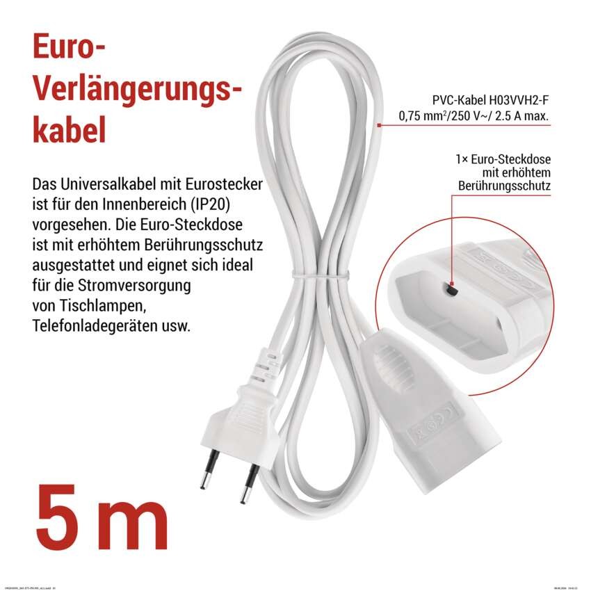 Verlängerungskabel – 5m, weiss