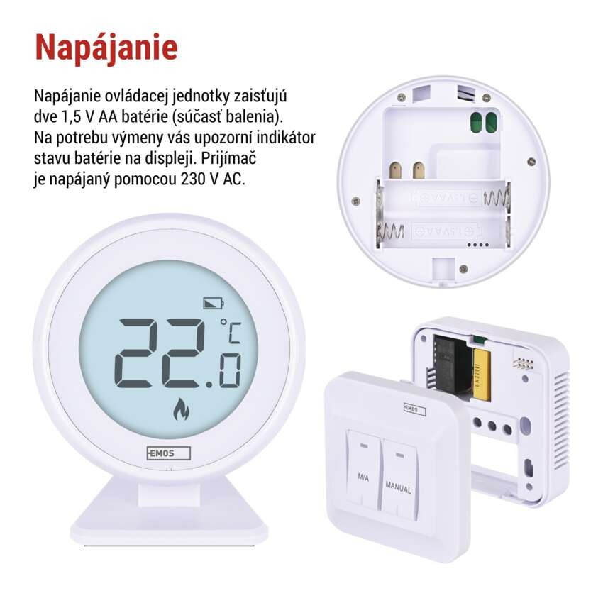 Izbový manuálny bezdrôtový termostat P5618