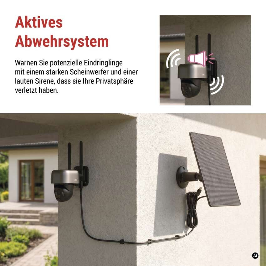 GoSmart Outdoor IP Kamera mit WiFi und Solarpanel IP-1200G WASP, batteriebetrieben