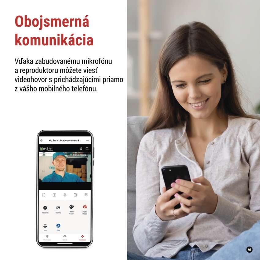 GoSmart Vonkajšia batériová kamera IP-1200G WASP s WiFi a solárnym panelom
