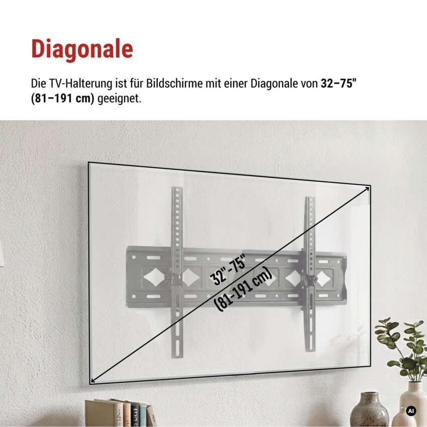 Neigbare TV-Wandhalterung 32–75" (81–191 cm)