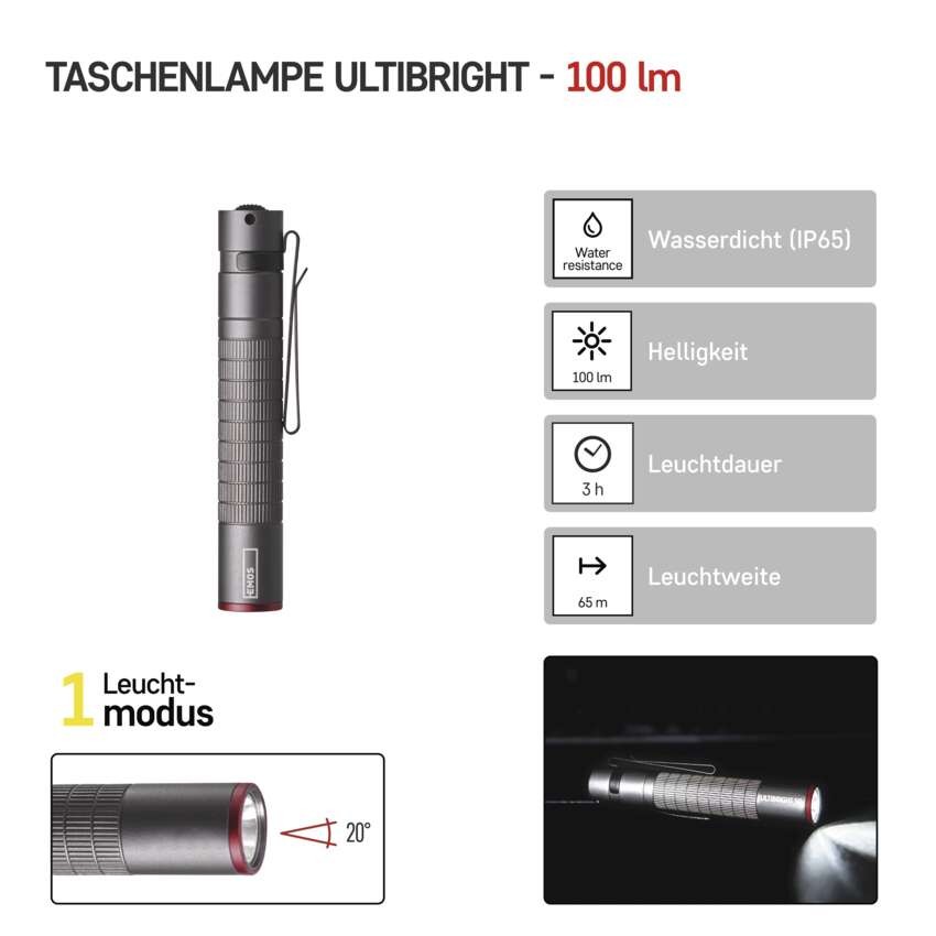 CREE LED Metall-Taschenlampe Ultibright 50, 100lm, 1xAAA