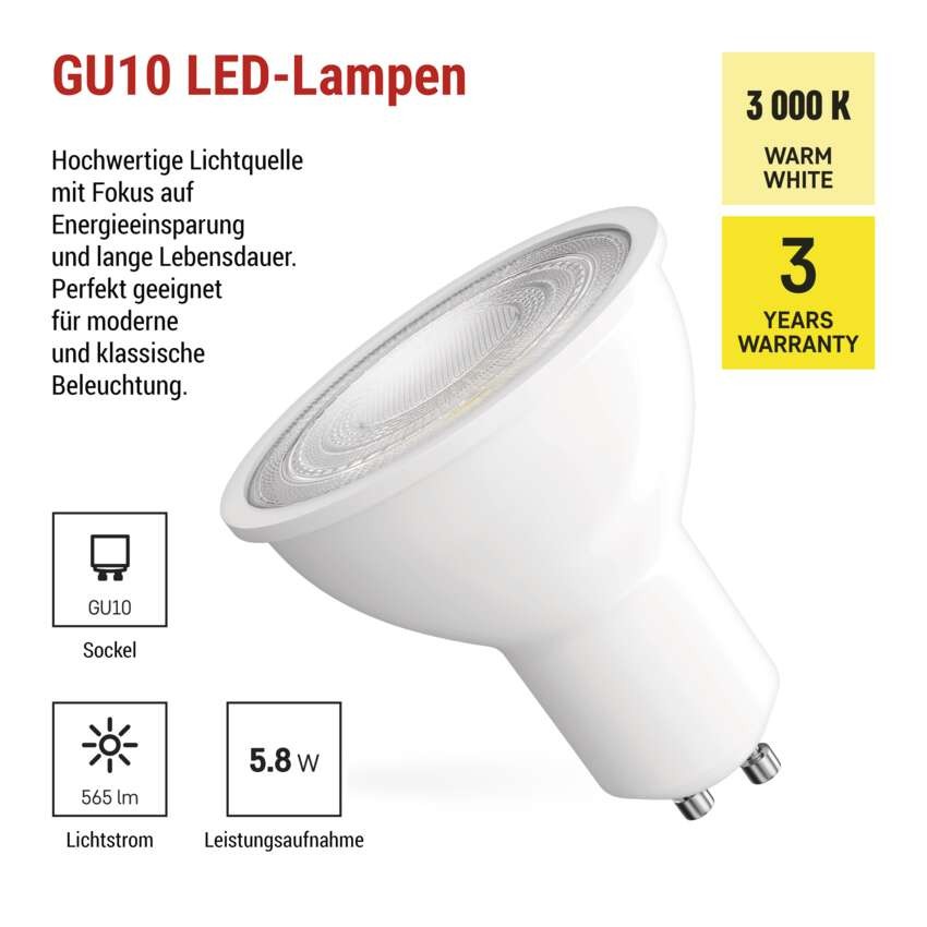 LED Lampe Classic MR16 Weiß/ GU10 / 5,8 W (75 W) / 565lm / WarmWeiß