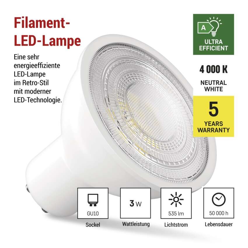 LED Lampe Classic MR16 A CLASS/ GU10 / 3 W (40 W) / 535 lm / Neutral Weiß
