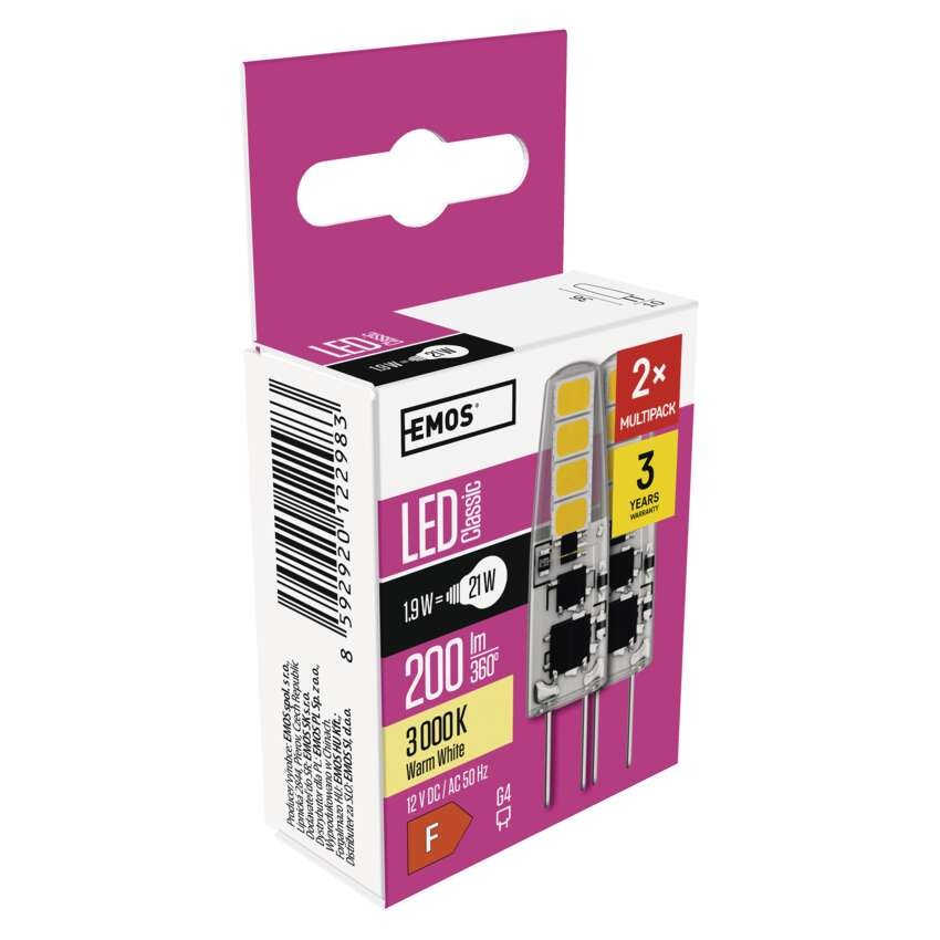 LED izzó Classic JC / G4 / 1,9 W (21 W) / 200 lm / meleg fehér