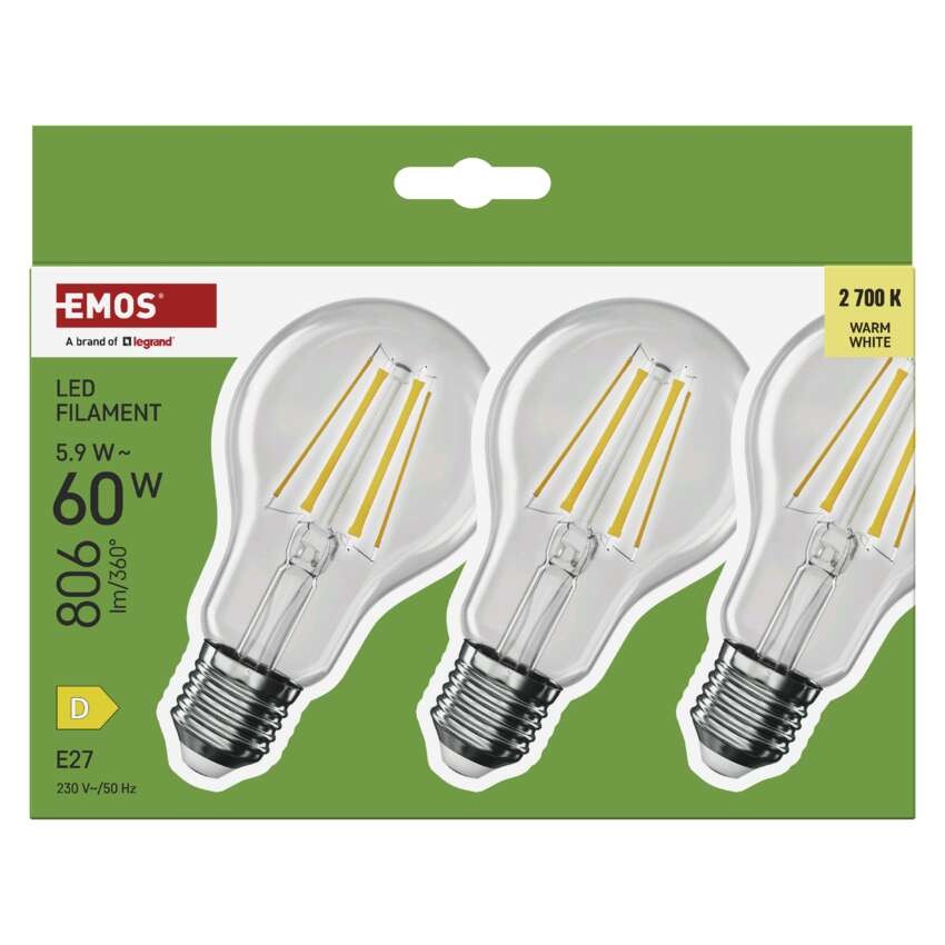 Żarówka LED Filament A60 / E27 / 5,9 W (60 W) / 806 lm / Ciepła biel