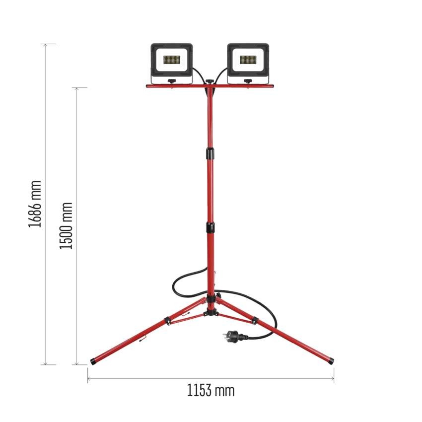 LED reflektor ELION, 2×30W + trojnožka, neutrálna biela