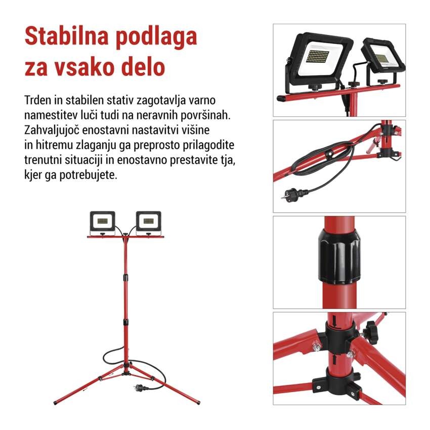 LED reflektor ELION 2×30W + trinožni stativ, nevtralna bela