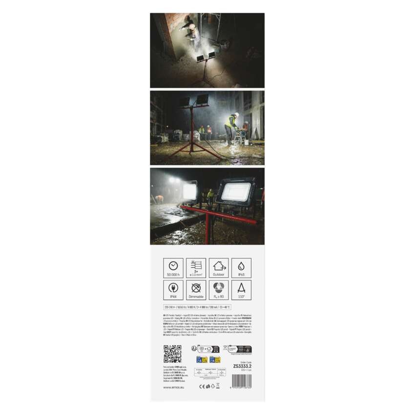 LED reflektor ELION, 2×30W + trojnožka, neutrálna biela