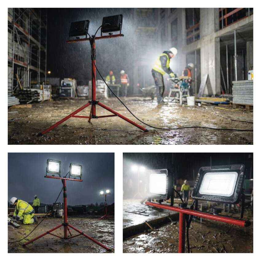 LED reflektor ELION, 2×30W + trojnožka, neutrálna biela
