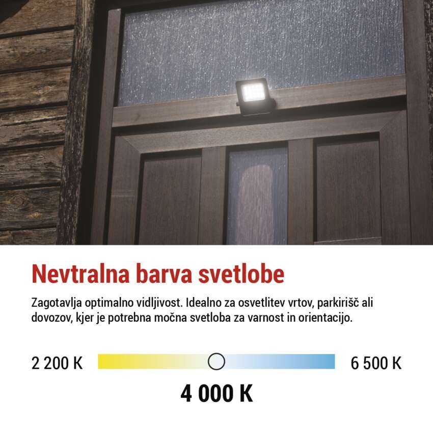 LED reflektor VISIO 10W nevtralna bela črni