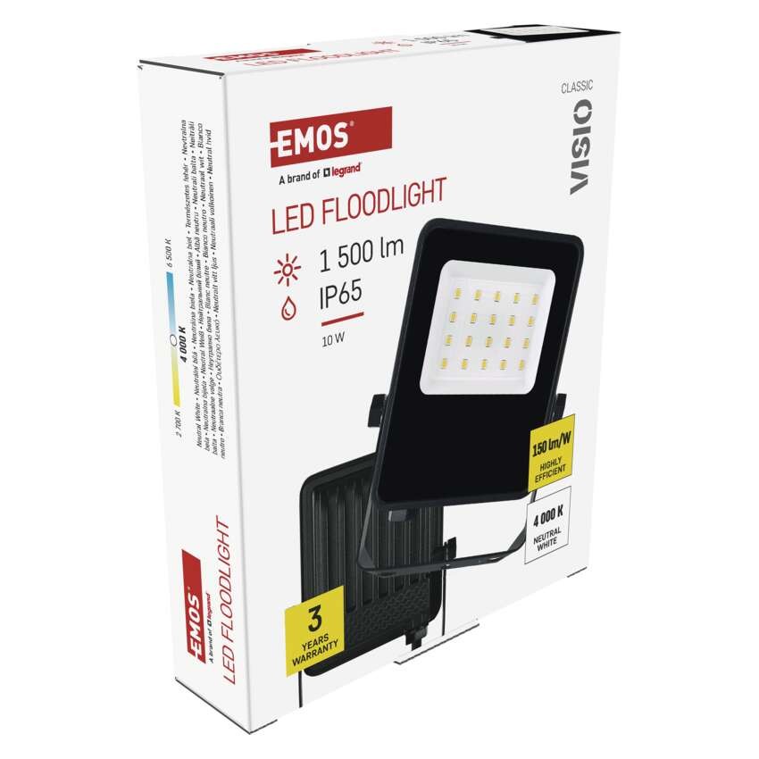 LED reflektor VISIO 10W nevtralna bela črni