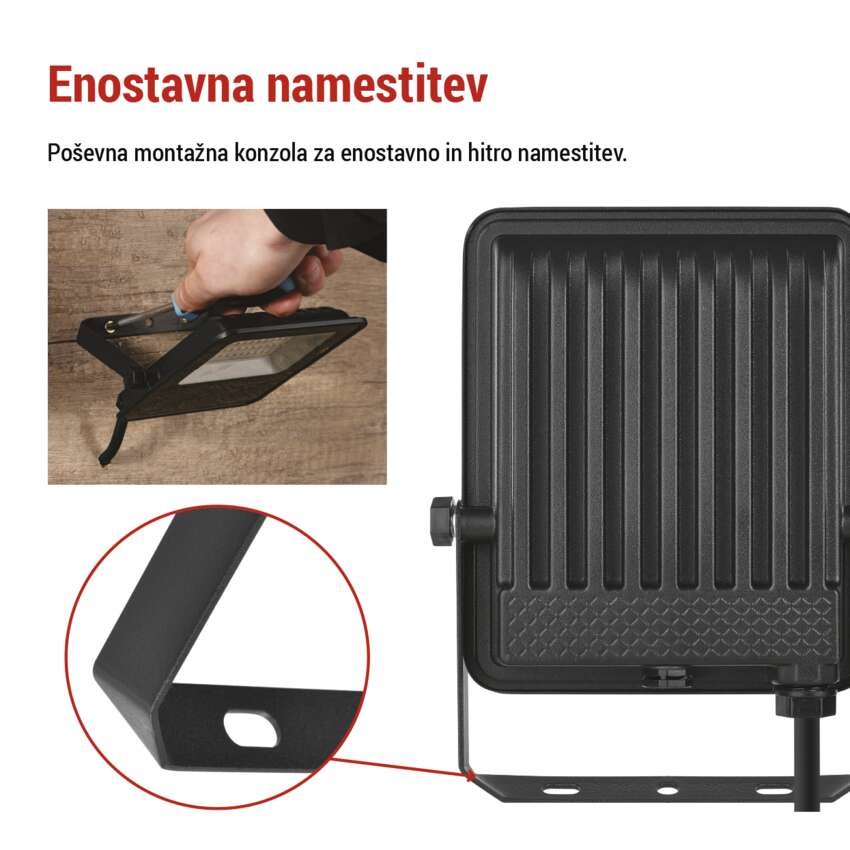 LED reflektor VISIO 30W nevtralna bela črni