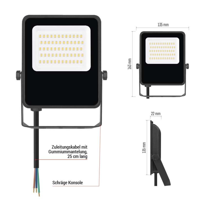 LED-Strahler VISIO schwarz, 30W neutralweiß