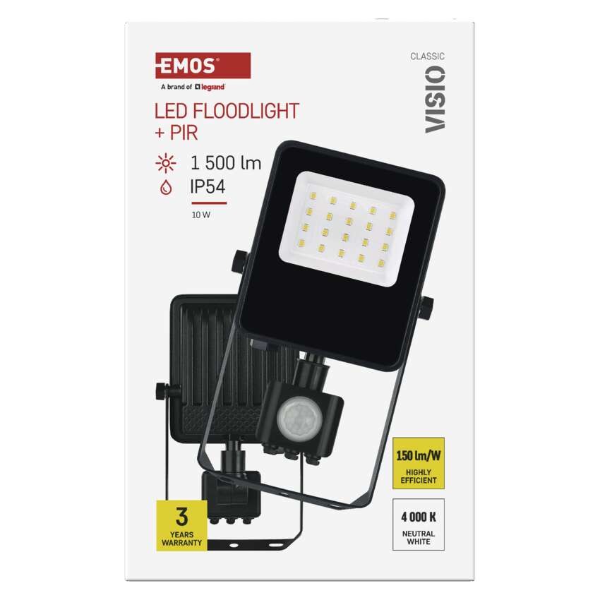 LED-Strahler VISIO mit Bewegungsmelder, 10W, schwarz, neutral weiß