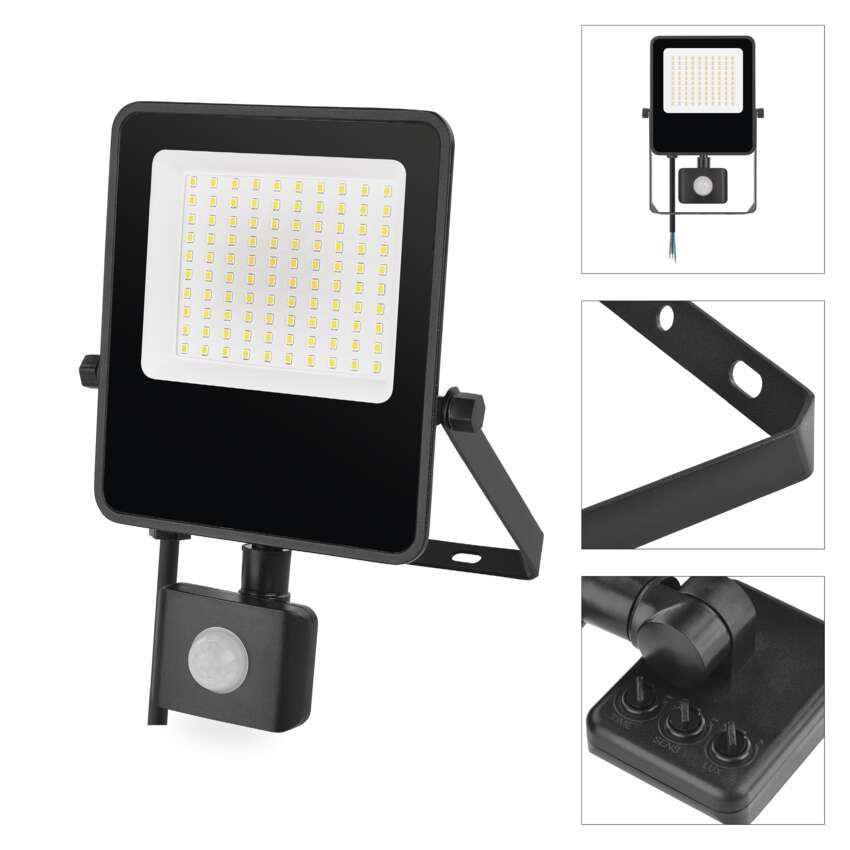LED prožektorius VISIO su judesio jutikliu, 50 W, juodas, neutraliai baltas