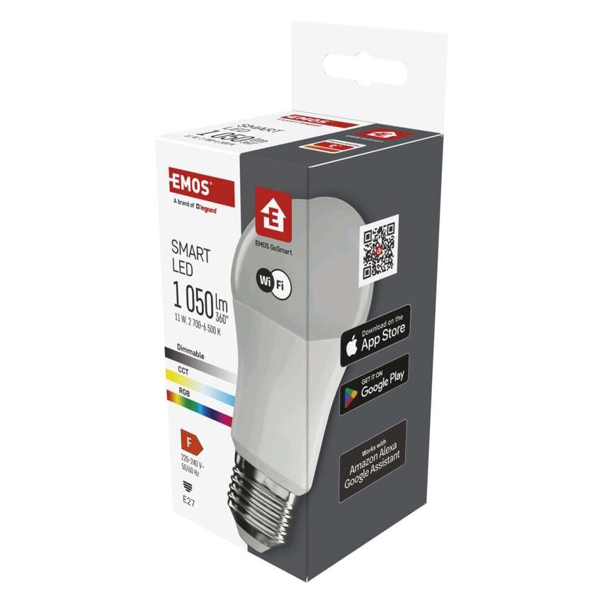 LED lemputė GoSmart A60 / E27 / 11 W (75 W) / 1 050 lm / RGB / tamsėjantis / WiFi