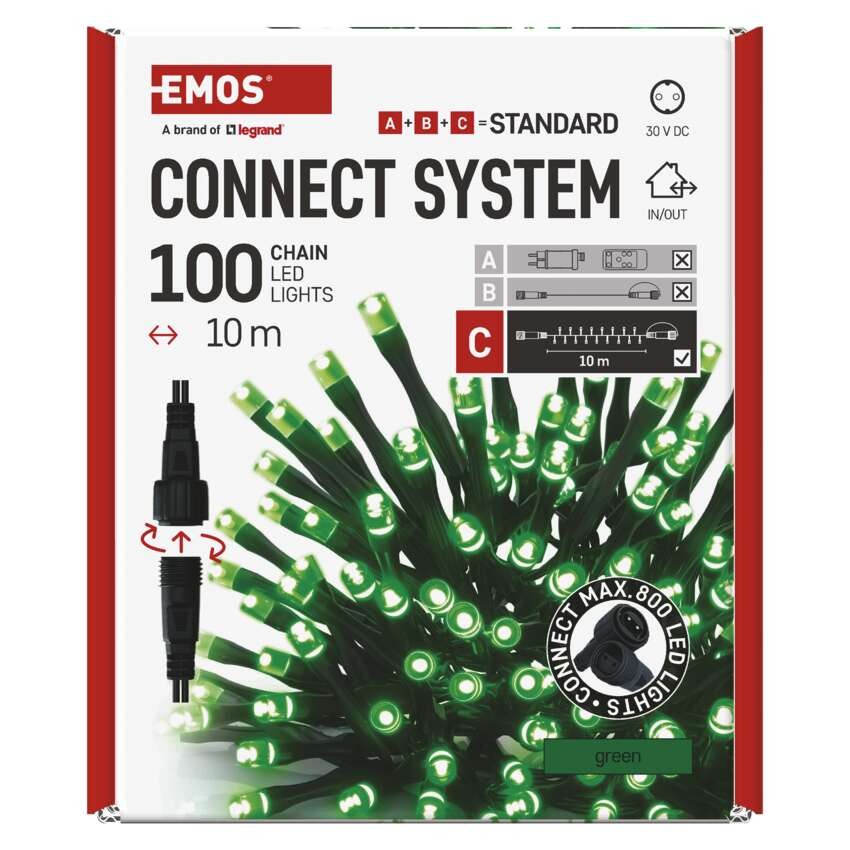 Standard LED Verbindungskette , 10 m, Außen/Innen, grün