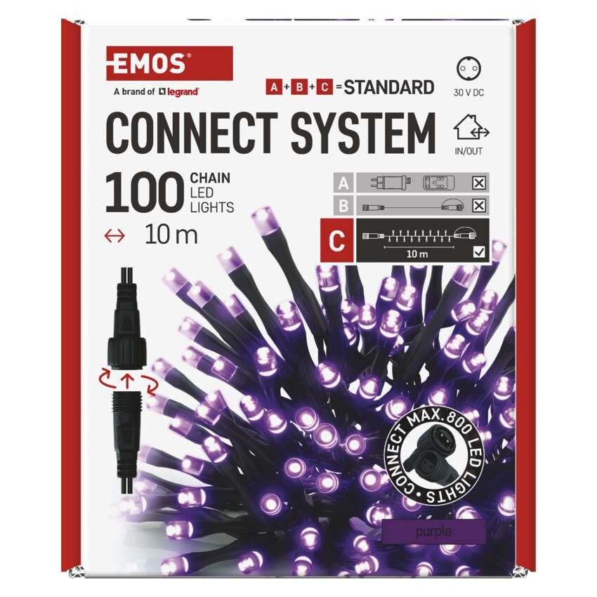 Oświetlenie łączone Standard - łańcuch 100 LED 10m fioletowy, IP44