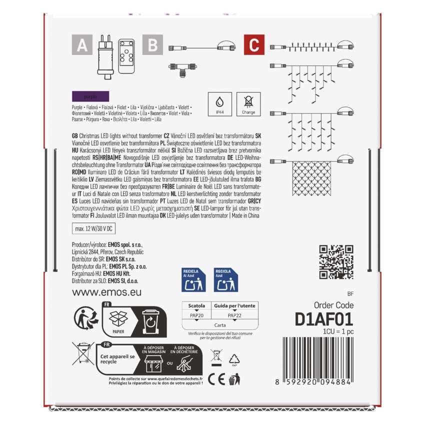Oświetlenie łączone Standard - łańcuch 100 LED 10m fioletowy, IP44