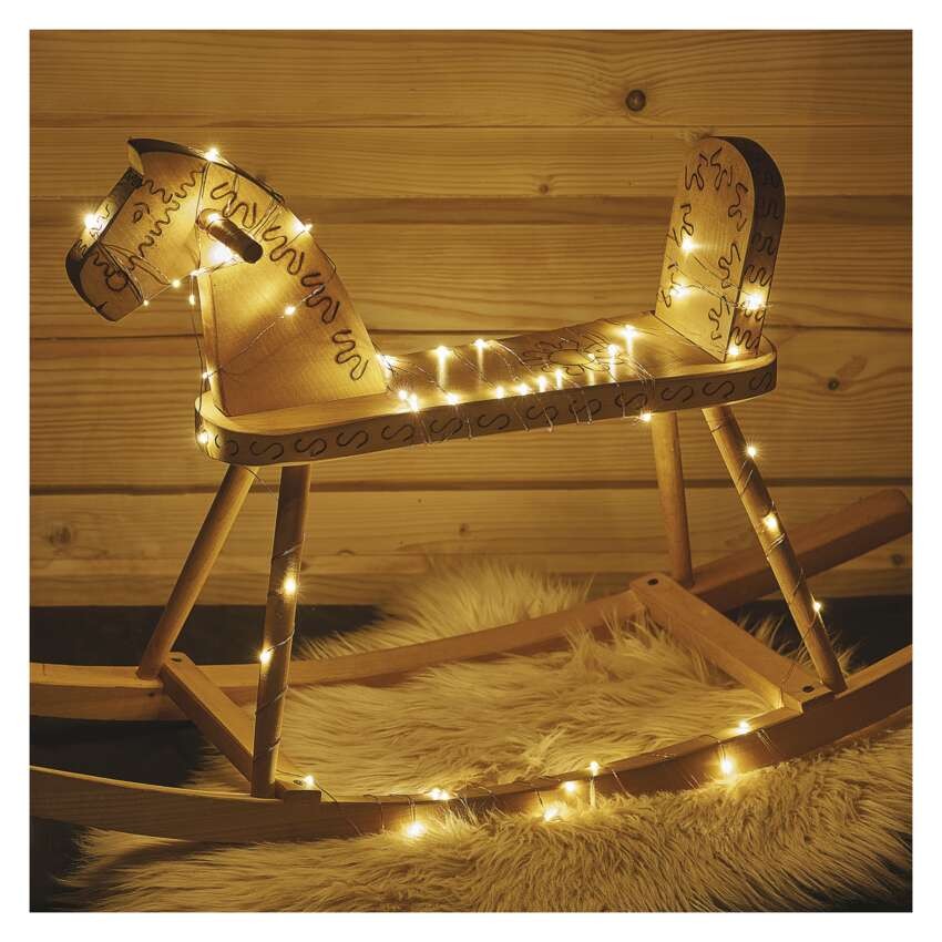 LED kalėdinė nano girlianda varinė, 4 m, lauko ir vidaus, šiltai balta, laikmatis